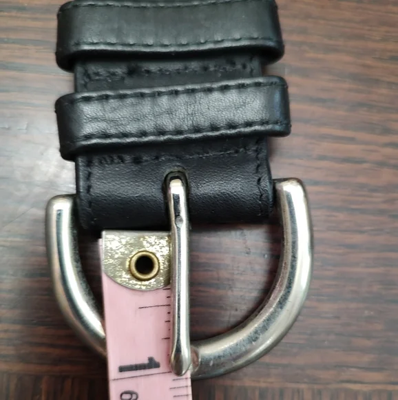 Vintage Coach Womens Leather Belt Rounded Metal Buckle Black & Tan Made In USA - Picture 7 of 9